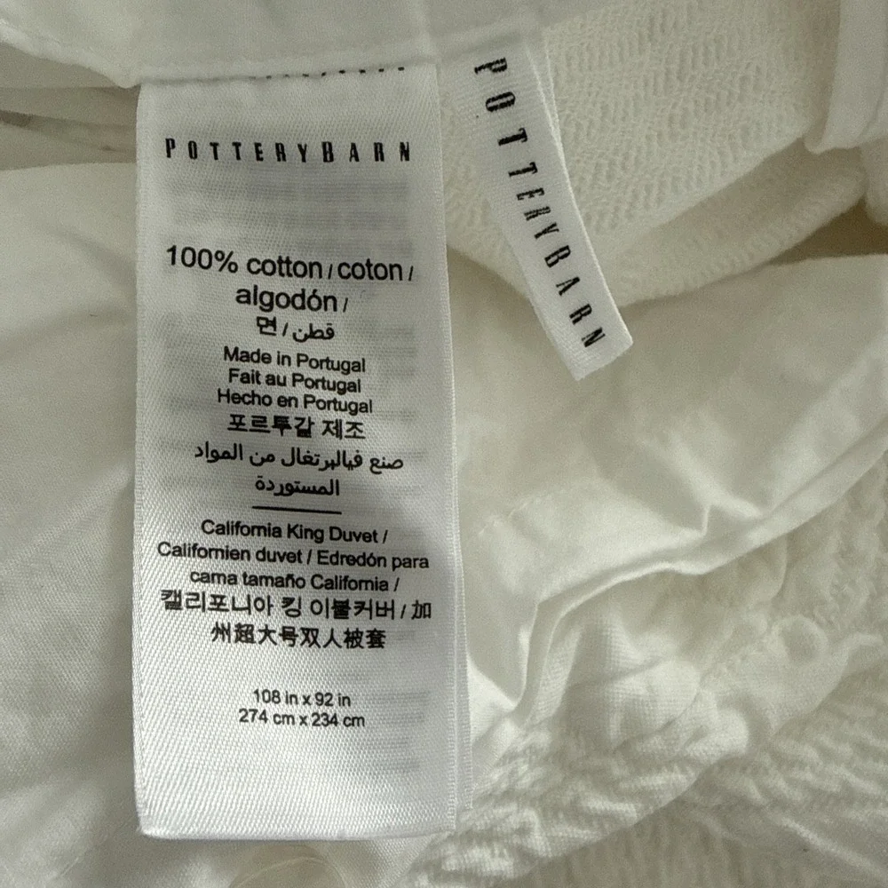 Pottery Barn Califonia King Duvet Cover Cotton Nature Minimalist Luxury
